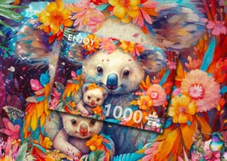 Suloinen koala perhe.